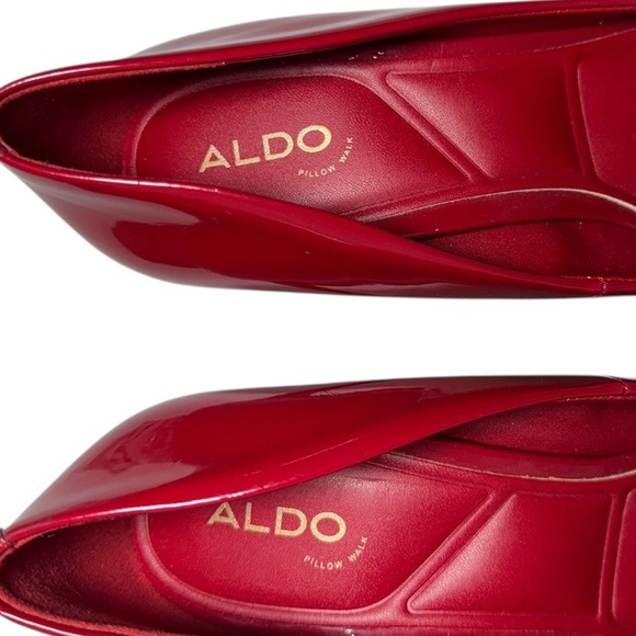 Aldo Women's Stessy Red Faux Patent Leather Mid Heel Pointed Toe Pumps Size 9 - Picture 7 of 11